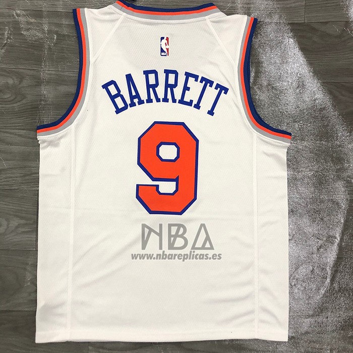 Camiseta New York Knicks RJ Barrett NO 9 Association Blanco